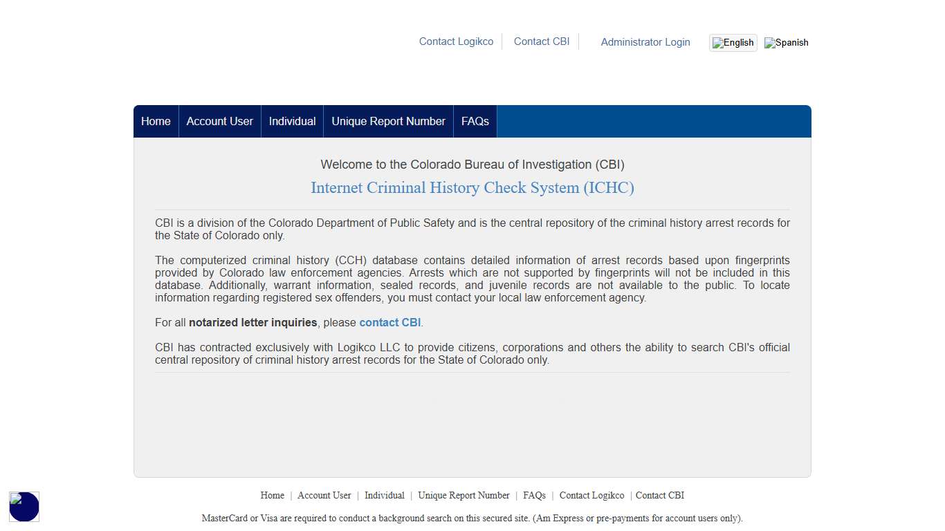 State of Colorado Criminal History Check